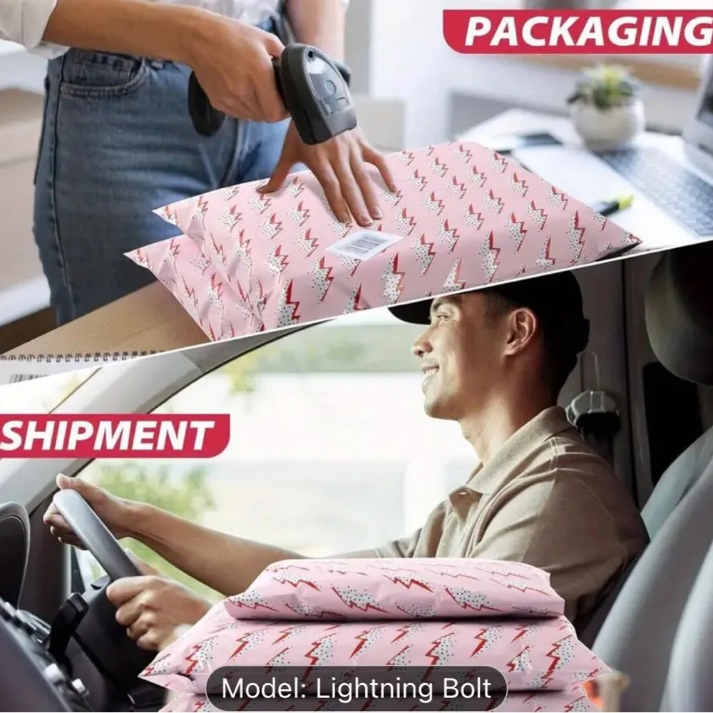 Polymailers (20) 10x13” Pink and Red Lightning Bolt Bags New with self sealing - Picture 7 of 7